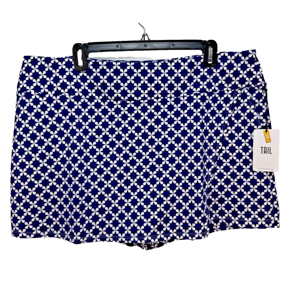 Tail Active Womens Wrap Shorts Skort Size XXL 2XL UPF 50 Blue Geo Pockets Tennis